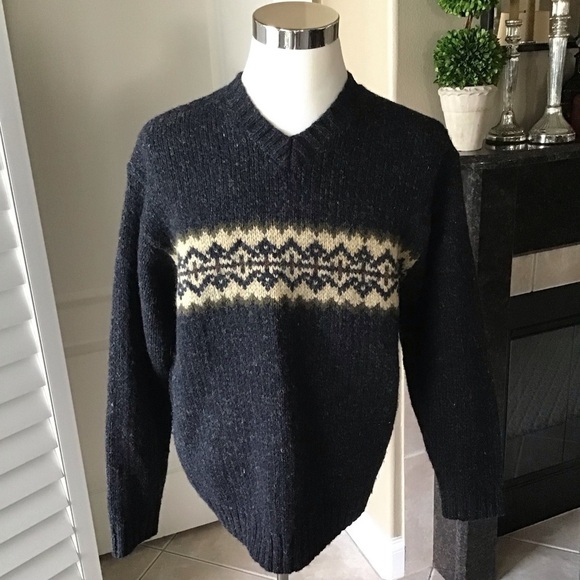 Vintage Abercrombie & Fitch Mens 100% Wool V-Neck Sweater MEDIUM Fair Isle Y2K - Picture 8 of 13